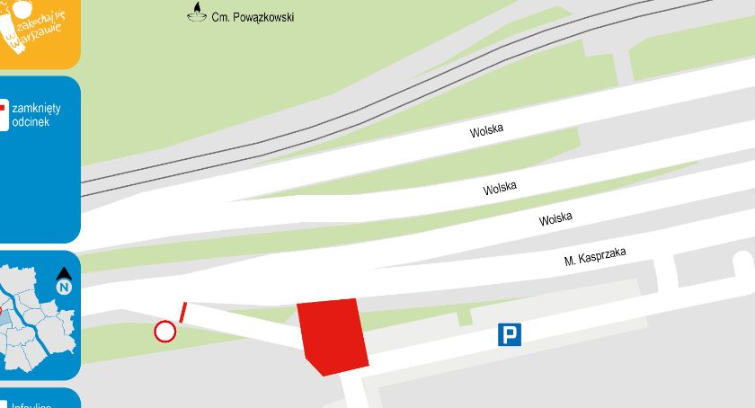 Mapka warszawskiej ulicy, na której od dzisiaj są utrudnienia.